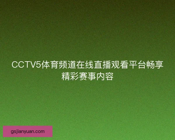 CCTV5体育频道在线直播观看平台畅享精彩赛事内容